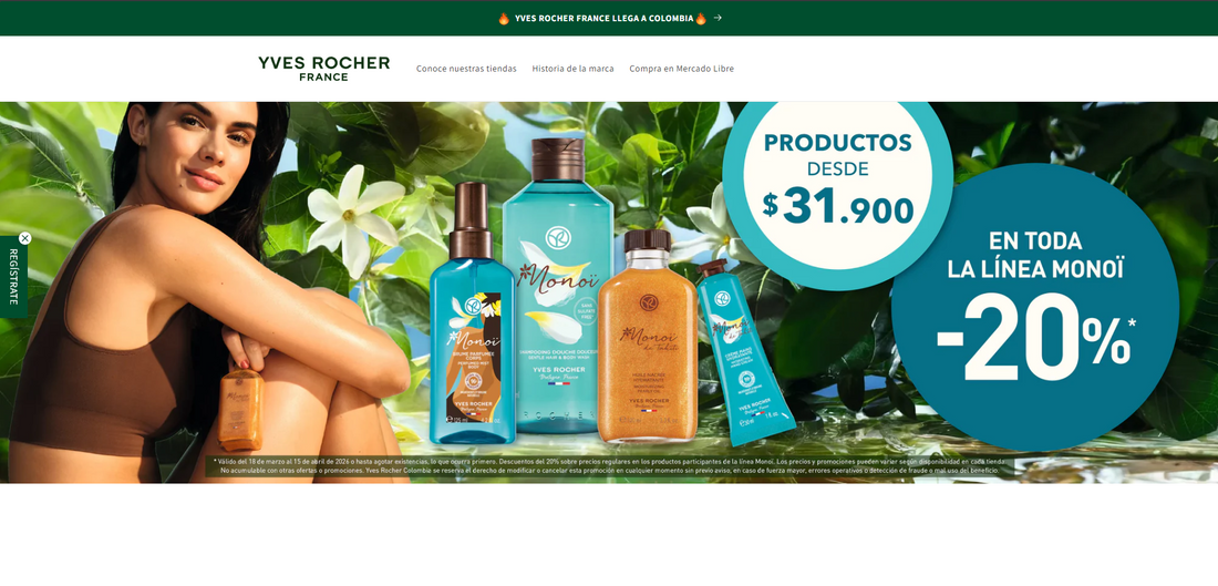 Custom landing page for Yves Rocher Colombia
